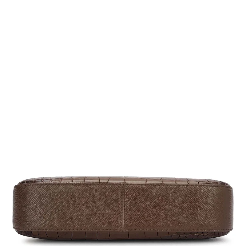 Da Milano Walnut Small Croco Leather Baguette - Walnut for Women | Best Price UAE